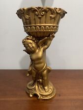 Vintage Gold Cherub Tall Planter Vase Rubens Originals Japan picture