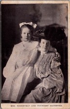 1908 Real Photo Postcard Mrs. Roosevelt & Youngest Daughter RPPC White House Era picture