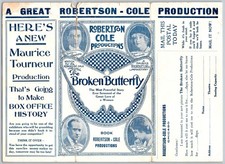 1919 The Broken Butterfly Silent Film Advertising Mailer Lena Illinois Theater picture