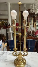 Stiffel Vintage Polished Brass Table Lamp Twin Bulb Sockets Pull Chain Ornate  picture