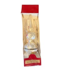 Vintage 2000 Target Christmas by Krebs White Silver Blown Glass Tree Topper 11