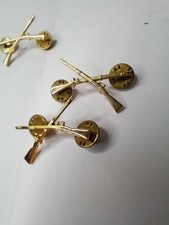 Pair  US Army Infantry Crossed Rifle Collar Insignia  Bronze Gold Pins  picture