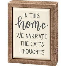 Primitives by Kathy Mini Cat Box Sign Wood Multicolor 3 Inch Standard Functional picture