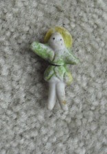 Vintage 1920s Bisque Miniature Girl with Hat Doll Character Figurine 1 3/8