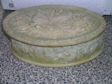 Vintage Incolay Jewelry Box Oval Bird Of Paradise Green AS IS Broken Hinge picture