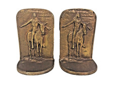 Vtg Pair of Bronze Bookends Indian on Horse by Bron /ME picture