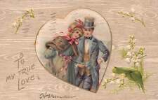 Valentines Day Vintage Postcard 1908 Winsch Satin Heart Sweethearts Love Romance picture
