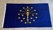 Vintage Dettra Indiana State Flag 3x5 Bulldog 100% Cotton Bunting Canvas Header picture