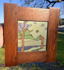 Vintage Mission Arts & Crafts Tzadi Tile In Oak Frame picture
