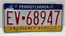 2015 Pennsylvania Emergency Vehicle License Plate Tag EV-68947 picture