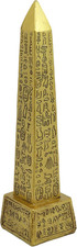 Egyptian Temple of Ra Gold Obelisk Figurine Hieroglyphic Pillar Statue Decor picture