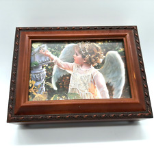 Sankyo Wooden Music Jewelry Box with Photo Frame Holder. 