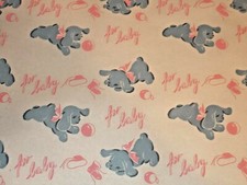 VTG PINK BLUE PUPPY FOR BABY GIFT WRAP WRAPPING PAPER BOY GIRL SHOWER NEWBORN picture