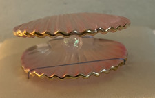 Vintage Glass Clam Shell Shaped Pink Glass with Gold Trim & Glass Pearl picture