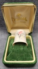 Vintage Donegal Parian China Pink Rose Bud Thimble Porcelain 2000 Ireland w/ Box picture