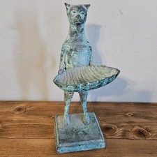 Vintage Egyptian Style Bronze/Brass Metal Cat Butler Statue picture