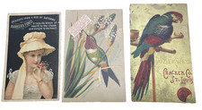 Birds Atq Advertising Cards Dozier Demorests Parkers Tonic Quack Med Lot of 3 picture