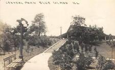 RPPC Central Park BLUE ISLAND, ILLINOIS Cook County 1914 Antique Huckins Photo picture