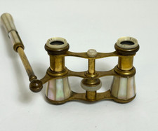 Antique Verdi Paris Mother of Pearl and Brass French Opera Glasses Binoculars picture