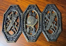 VTG 1968 Syroco Medieval Conquistador Wall Plaques Set of 3 MCM #7301 & 7302 picture