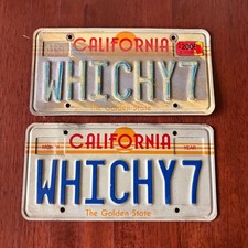 set of 2 California Golden State Sun License Plates WHICHY7 occult rare find picture