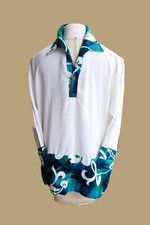 1960's AUTHENTIC Liberty House Iolani Men's Hawaiian Pique/Barkcloth Aloha Shirt picture
