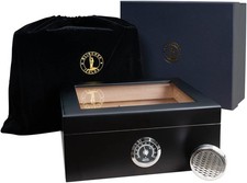 Glass Top Cigar Humidor Box with Hygrometer Humidifier Desktop Wood Cigar Case picture