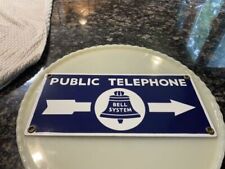 Vintage/Antique Bell Telephone 2 Sided Porcelain Arrow Sign picture