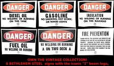  VINTAGE 1960's & 70's - BETHLEHEM STEEL - Paper Signs - (COLLECTION of 6 SIGNS) picture