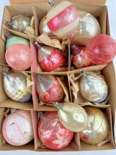 16 Antique Box of German Blown Glass Christmas Ornaments, WORN but Beauties picture