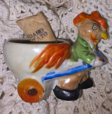 Vintage Made in Japan Figural Planter Man Pulling Cart Potato Sack 3.5