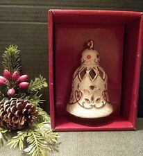 Vintage 1980's Imperial Collection Porcelain Christmas Bell Ornament Gold Trim  picture