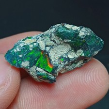 Natural 17.00ct Ethiopian Smoked Black Opal Rough Bright Green Fire Raw Gemstone picture