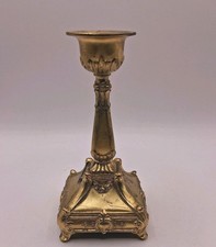 Vtg. Antiq Rare Jennings Broth Brass Plated Cast Metal Floral Candlesticks.Marks picture