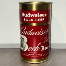 METALLIC Budweiser Bock REPLICA/NOVELTY beer can, plastic label picture