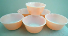Set of 6 Vintage Custard Cups Fire King Peach Lustre Small Bowls 1940s picture