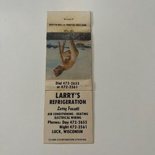 Larry's Refrigeration L Fassett Luck WI Vintage Pinup Matchbook Cover TMB41-1 picture