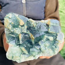 2.97LB Natural green fluorite quart crystal mineral specimen healing picture