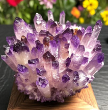300G+ Rare Light Purple Phantom Amethyst Cluster Crystal Geode Specimen Decor picture