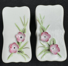 Petite Fleur 3090 Salt & Pepper Shakers Japan Pink Flowers 3D Vintage picture