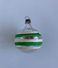 Vintage Unsilvered Heim Xmas Ornament Free Blown Hand Painted Stripes Small picture