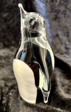 Vintage Hand Blown Art Case Glass Penguin Figurine Paperweight 4.5” picture