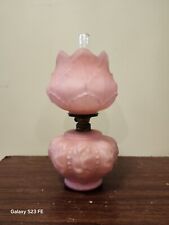 Antique Pink Satin Glass Miniature Oil Lamp  picture