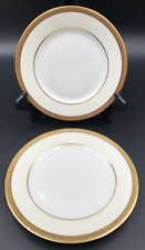 2 Theodore Haviland Limoges France Embossed Design Gold Rim Salad Plates 7.5