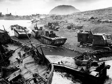 WWII B&W Photo Iwo Jima Beach 22 February 1945 D+3 World War Two  WW2 / 1121 picture