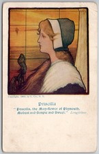 1902 Priscilla Mayflower Pilgrim Woman Art Postcard E.W. Georges U. Co. N.Y. picture