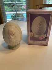 Precious Moments Dated Porcelain Egg With Stand - 1992 picture