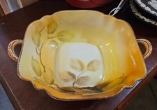 NIPPON DOUBLE HANDLED HAND PAINTED NUT CANDY DISH VINTAGE picture