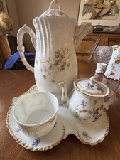 Theodore Haviland Limoges France Floral Tea Pot,  Cup & Saucer Set Gold Trim. picture