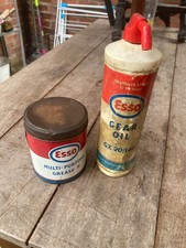 Vintage ESSO grease can with ESSO gear oil bottle  decent original condition picture